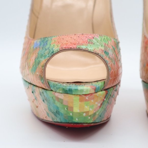 Christian Louboutin Multicolor Python Pixel Troca 140 Peep Toe Pumps 40 - Picture 4 of 10